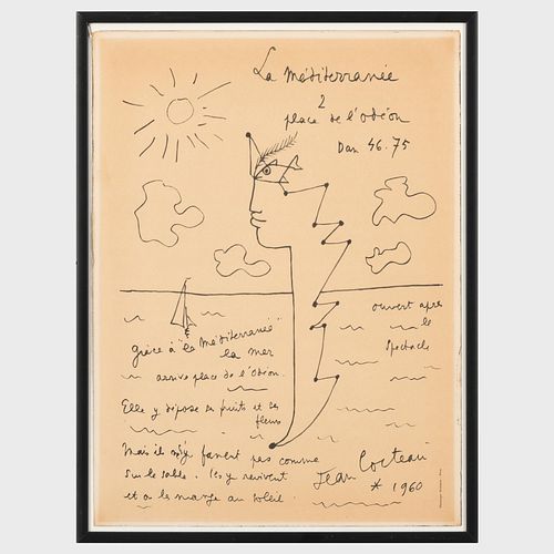 Appraisal: AFTER JEAN COCTEAU - LA MEDITERRANEEOffset print in black on