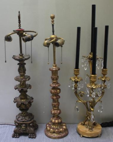 Appraisal: Antique Wooden Candlesticks Mounted as Lamps Together with a Caldwell