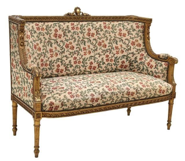 Appraisal: French Louis XVI style giltwood salon settee late th c