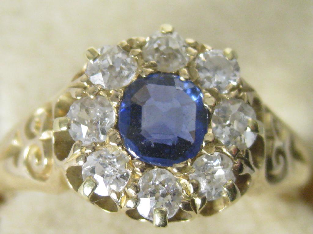 Appraisal: A Victorian ct Gold Sapphire and Diamond Cluster Ring the