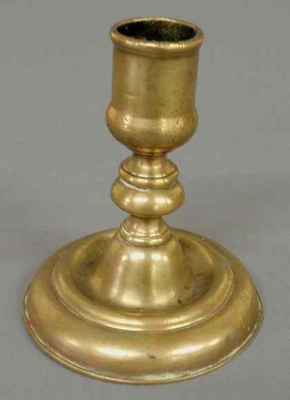 Appraisal: Rare French brass low candlestick c h