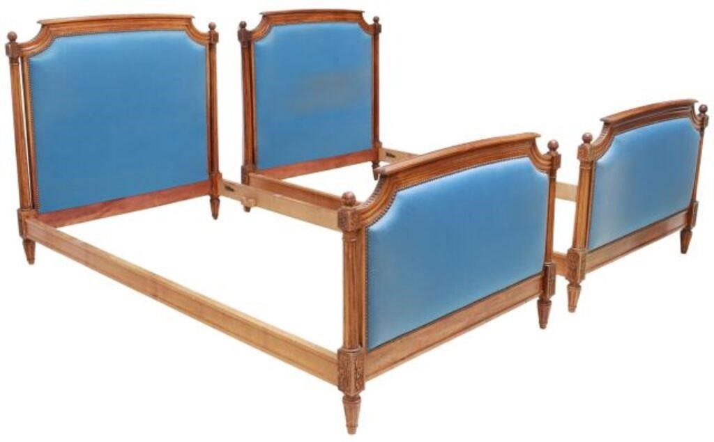 Appraisal: pair French Louis XVI style beds th c upholstered headboard