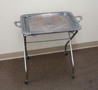 Appraisal: Silverplate Tray on Stand Silverplate Tray on Stand Stamped verso