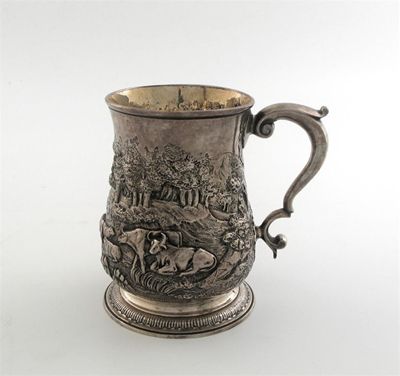 Appraisal: A late George II baluster mug scroll handle and spreading