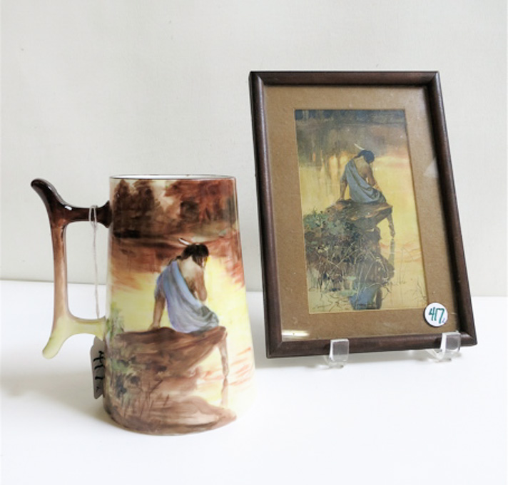 Appraisal: AFTER EDMUND FREDERICK PORCELAIN MUG AND PRINT American born each