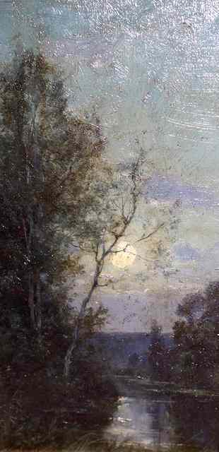 Appraisal: A ShulzA winter landscape and a moonlit river landscape a