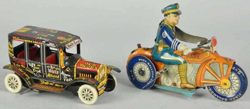 Appraisal: Lot of Tin Litho Marx Vehicle Toys Description American Working