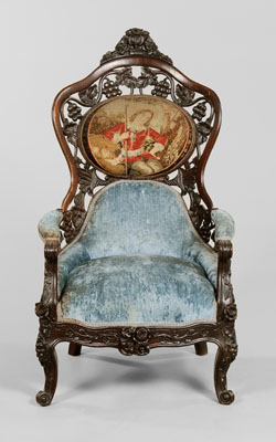 Appraisal: Fine Rococo Revival Open-Arm Chair attributed to John Henry Belter