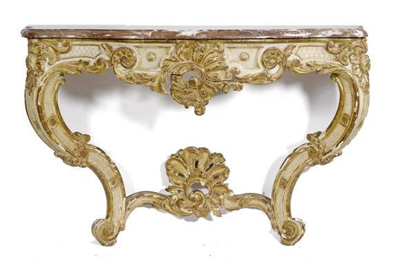 Appraisal: A PAINTED CONSOLE late Louis XV Italy th c Carved