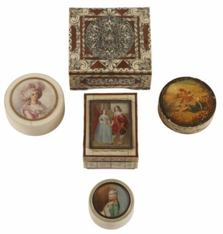 Appraisal: lot of Table boxes including round box with portrait miniature