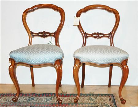 Appraisal: Pair of Victorian Style Walnut Balloon Back Side Chairs Estimate