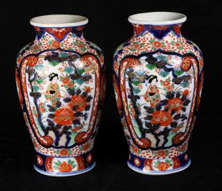 Appraisal: Two Arita Porcelain Vases lot of Japanese Arita porcelain vases