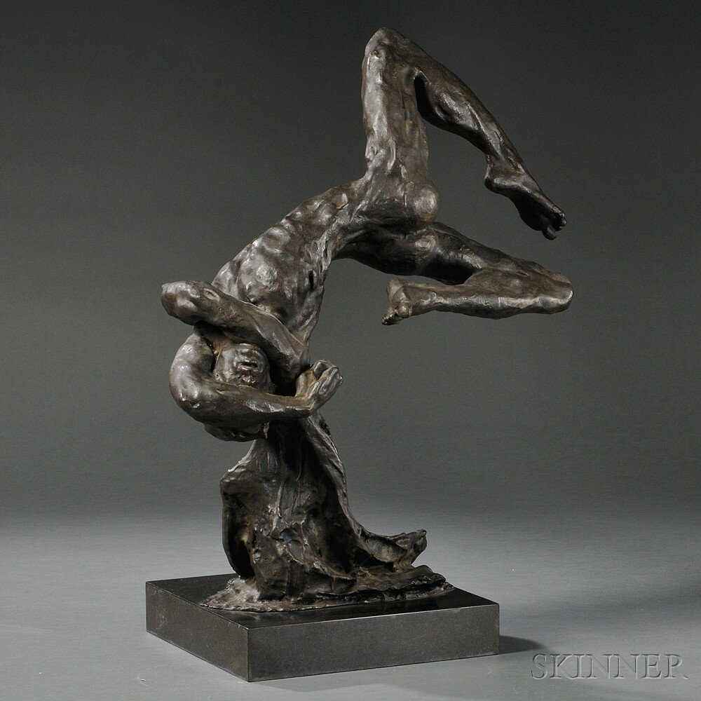 Appraisal: Enzo Plazzotta Italian - Downfall bronze stamped with artist's signature