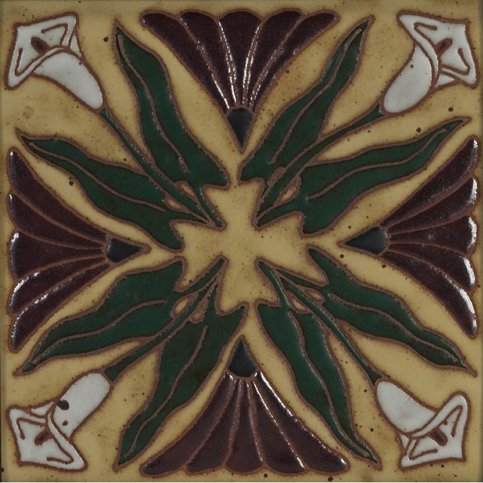 Appraisal: Common Ground tile contemporary calla lily design held in an