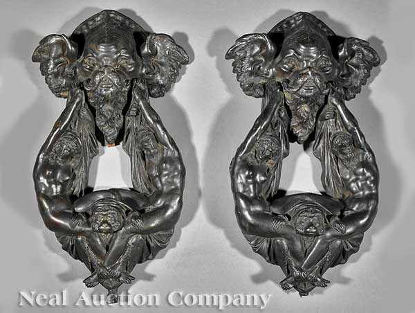 Appraisal: A Pair of Antique Italian Patinated Bronze Door Knockers th