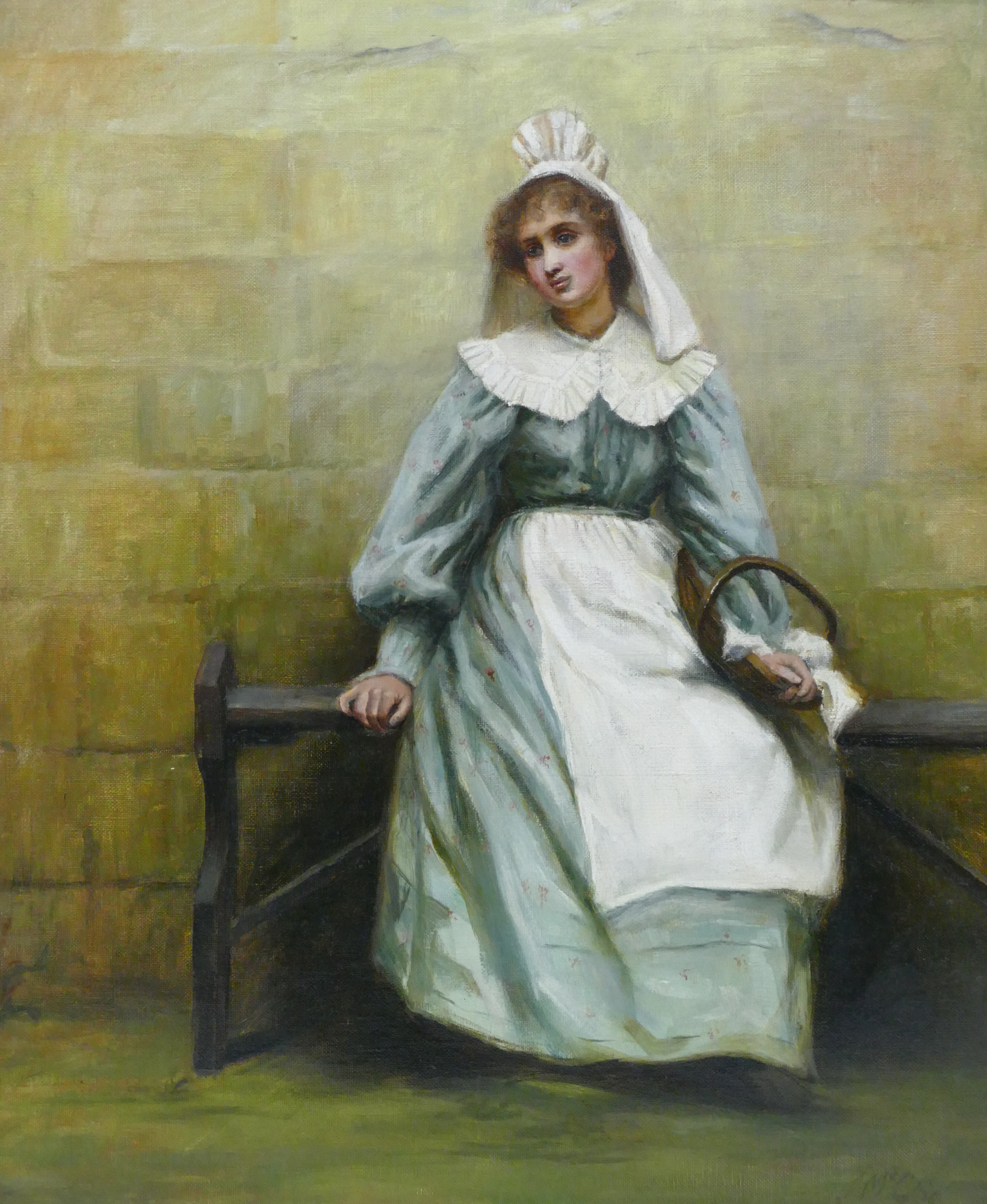 Appraisal: John McGhie - Scottish ''Seated Woman with Basket'' Oil on