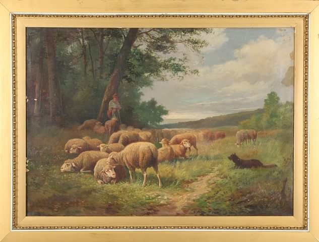 Appraisal: Cattle grazing oil on canvas x SLR P Brousse loss