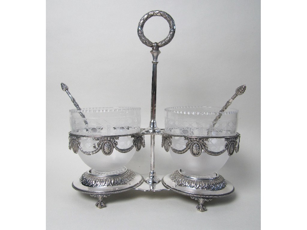 Appraisal: A Victorian electroplated two division stand with cut glass bowls