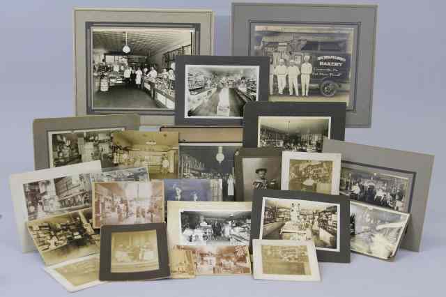 Appraisal: EARLY COUNTRY STORE INTERIOR PHOTOGRAPHS Mostly photos of fully stocked