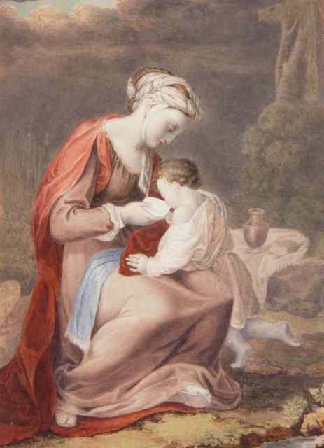 Appraisal: A TH CENTURY ENGLISH SCHOOL Mother and child watercolour unsigned