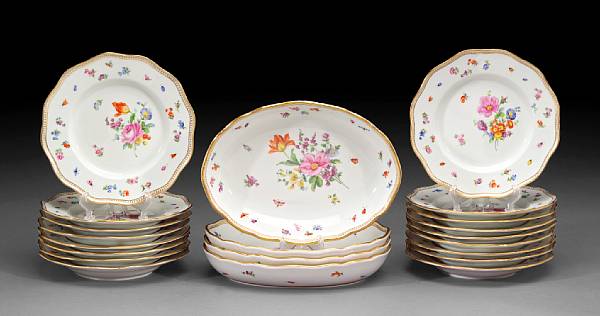 Appraisal: A Meissen porcelain dessert service early th century Decorated with