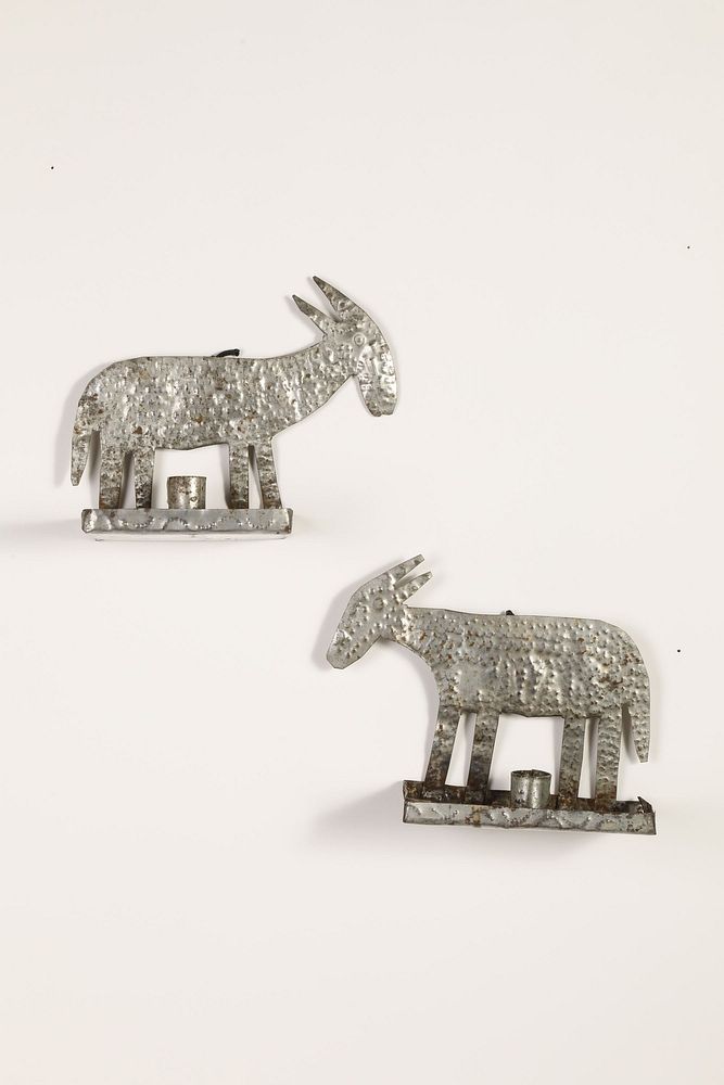 Appraisal: New Mexico Pair of Tin Burro Candle Sconces New Mexico