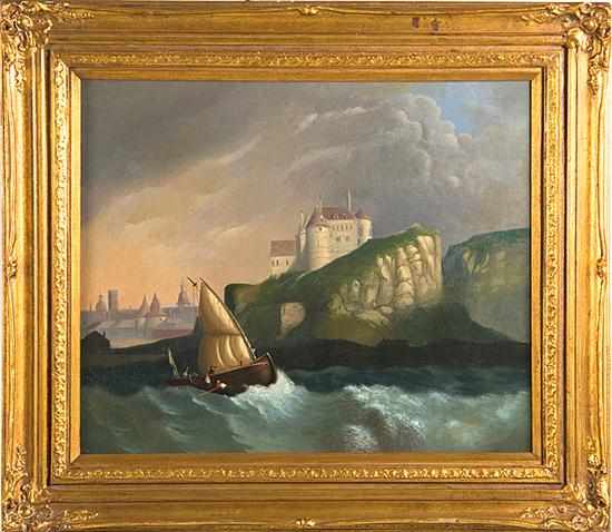 Appraisal: French school late th century CHATEAU DE DIEPPE oil on