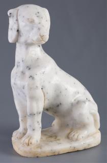 Appraisal: Italian Marble Figural Spaniel Seated spaniel figure carved from speckled