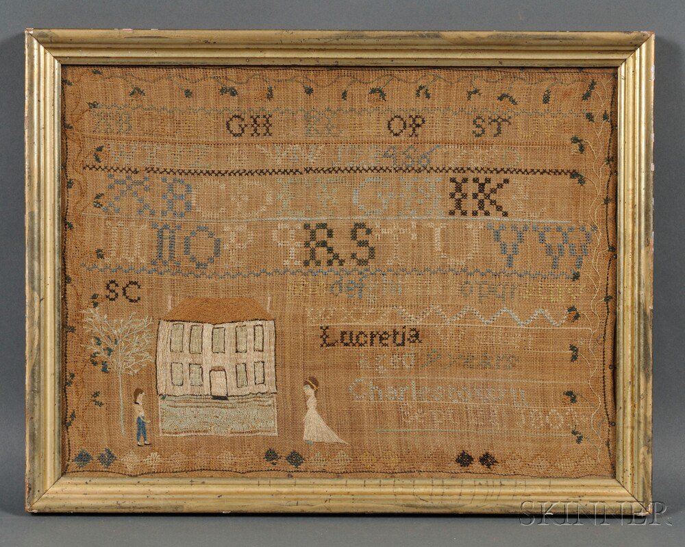 Appraisal: Charlestown New Hampshire Needlework Sampler Lucretia Walker aged years Charlestown