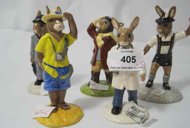 Appraisal: Royal Doulton Bunnykins figures Tourist DB Tyrolean Dancer DB Business