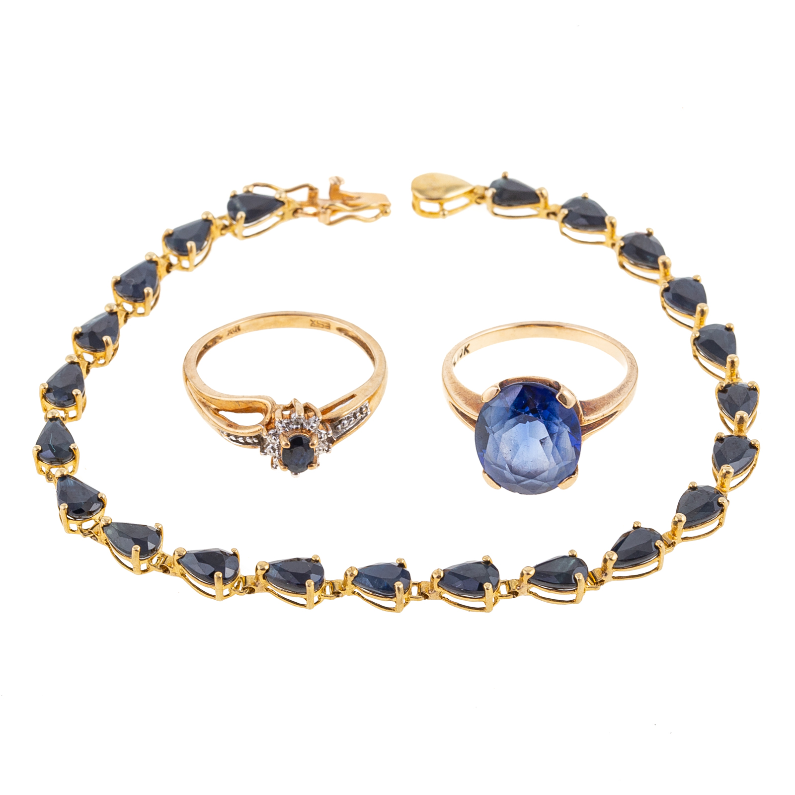 Appraisal: COLLECTION OF SAPPHIRE JEWELRY IN K YELLOW GOLD K yellow