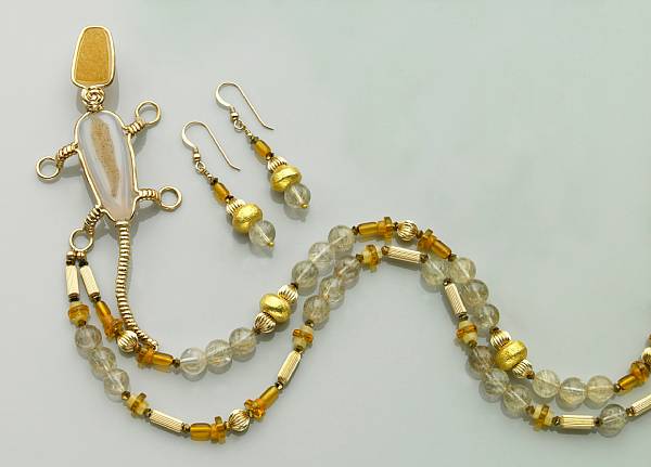 Appraisal: Multi-gem-set Necklace and Earrings Desert Dream By Gordon and Val