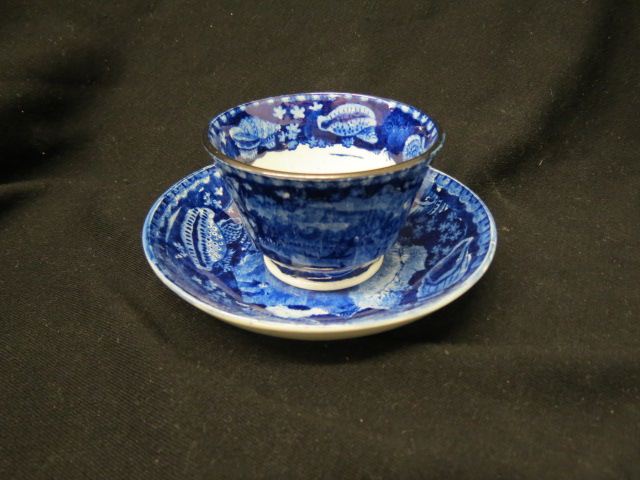 Appraisal: Historical Flow Blue Ironstone Cup Saucer early th century handless