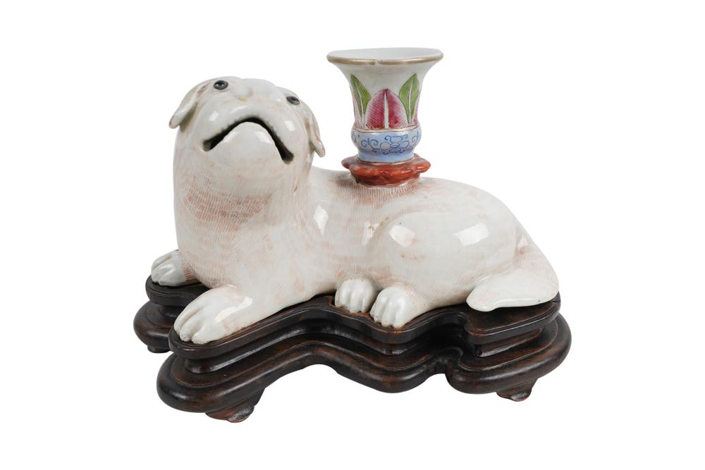 Appraisal: CHINESE PORCELAIN JOSS STICKin the form of a dog inches