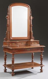 Appraisal: French Carved Walnut Vanity late th c the arc French