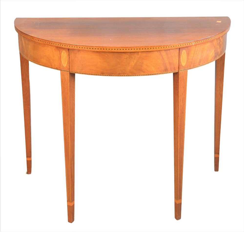 Appraisal: Margolis Custom Mahogany Demilune Table height inches width inches depth