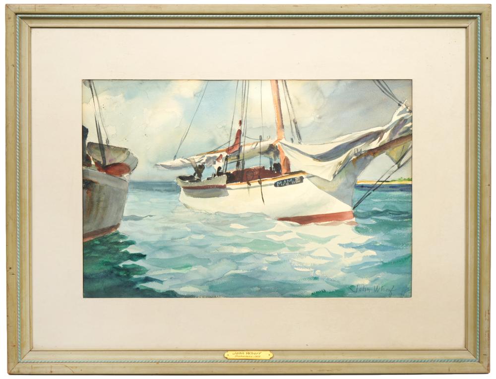 Appraisal: John Whorf American - Watercolor painting of schooner 'Mamie' signed