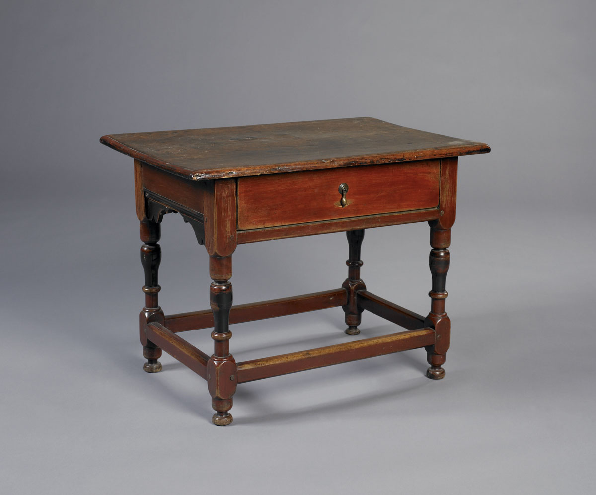 Appraisal: MASSACHUSETTS WILLIAM AND MARY PINE TAVERN TABLE IN RED AND