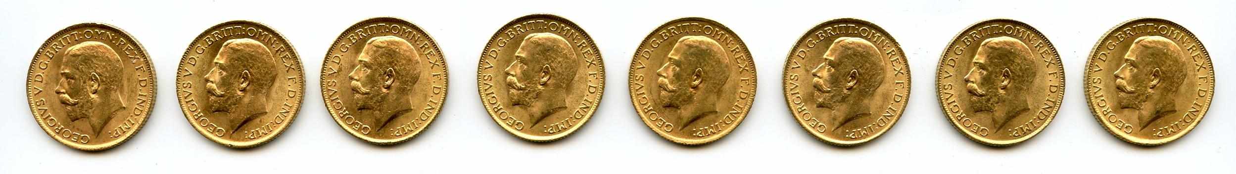 Appraisal: Great Britain George V Sovereigns KM- Rich golden color several