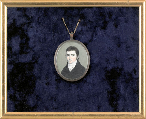 Appraisal: American School ca watercolor on ivory miniature portrait of Thomas