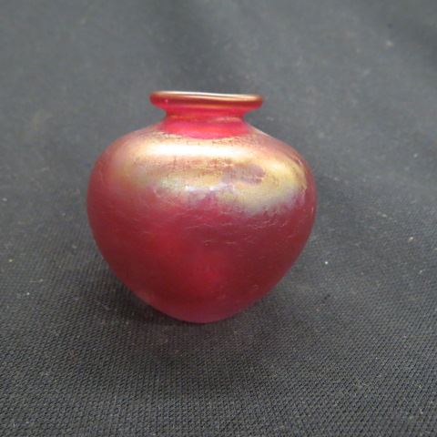 Appraisal: Mark Peiser Art Glass Vase iridescent cranberry signed dated excellent