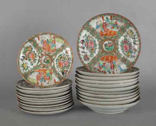 Appraisal: Twenty-three Chinese export porcelain rose medallion plates and shallow bowls