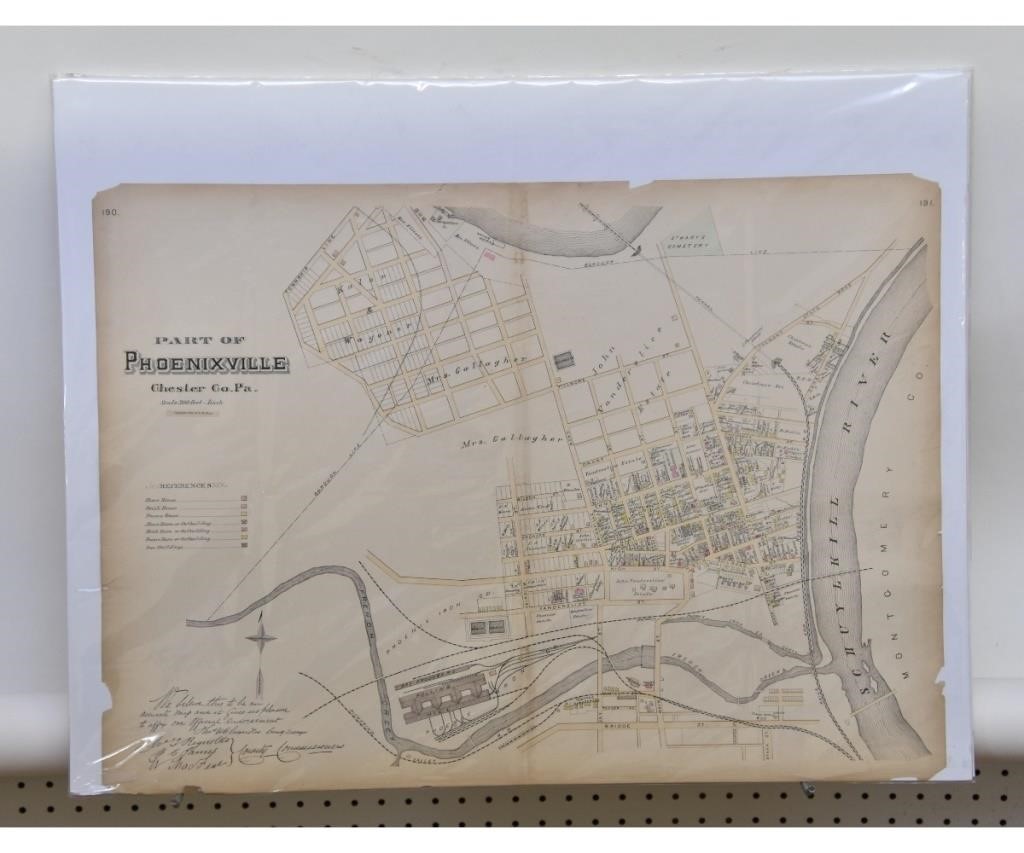 Appraisal: Three Phoenixville PA early landowner maps by N M Ellis