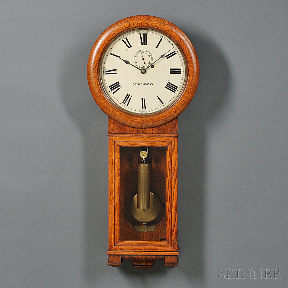 Appraisal: Seth Thomas Oak No Wall Regulator Thomaston Connecticut c glazed