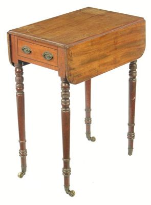 Appraisal: A George IV mahogany work table the twin flap top