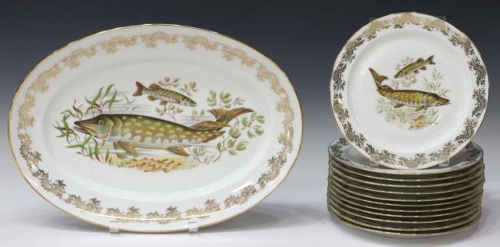 Appraisal: lot of French Limoges porcelain fish service having gilt floral