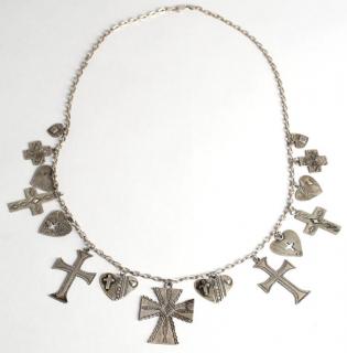 Appraisal: Native American Sterling Silver Charm Necklace Comprising various cross- and