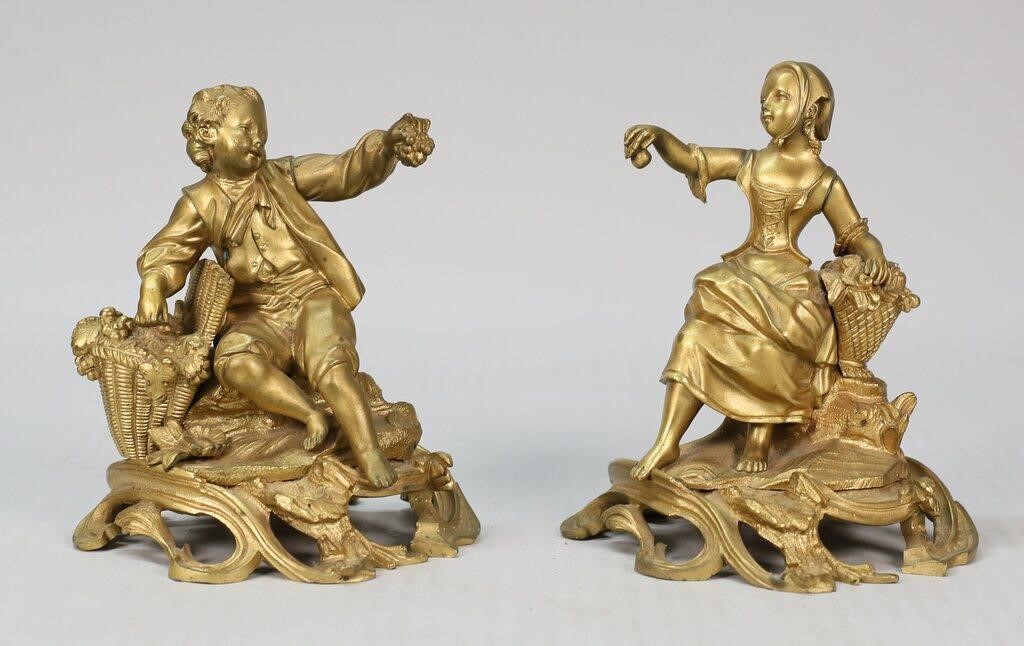 Appraisal: Pair of Chelsea style figural gilt bronzes Late th century