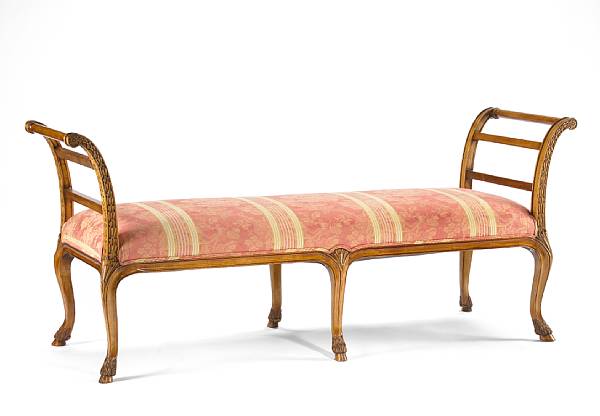 Appraisal: A George III style beechwood bench The rectangular seat surmounted