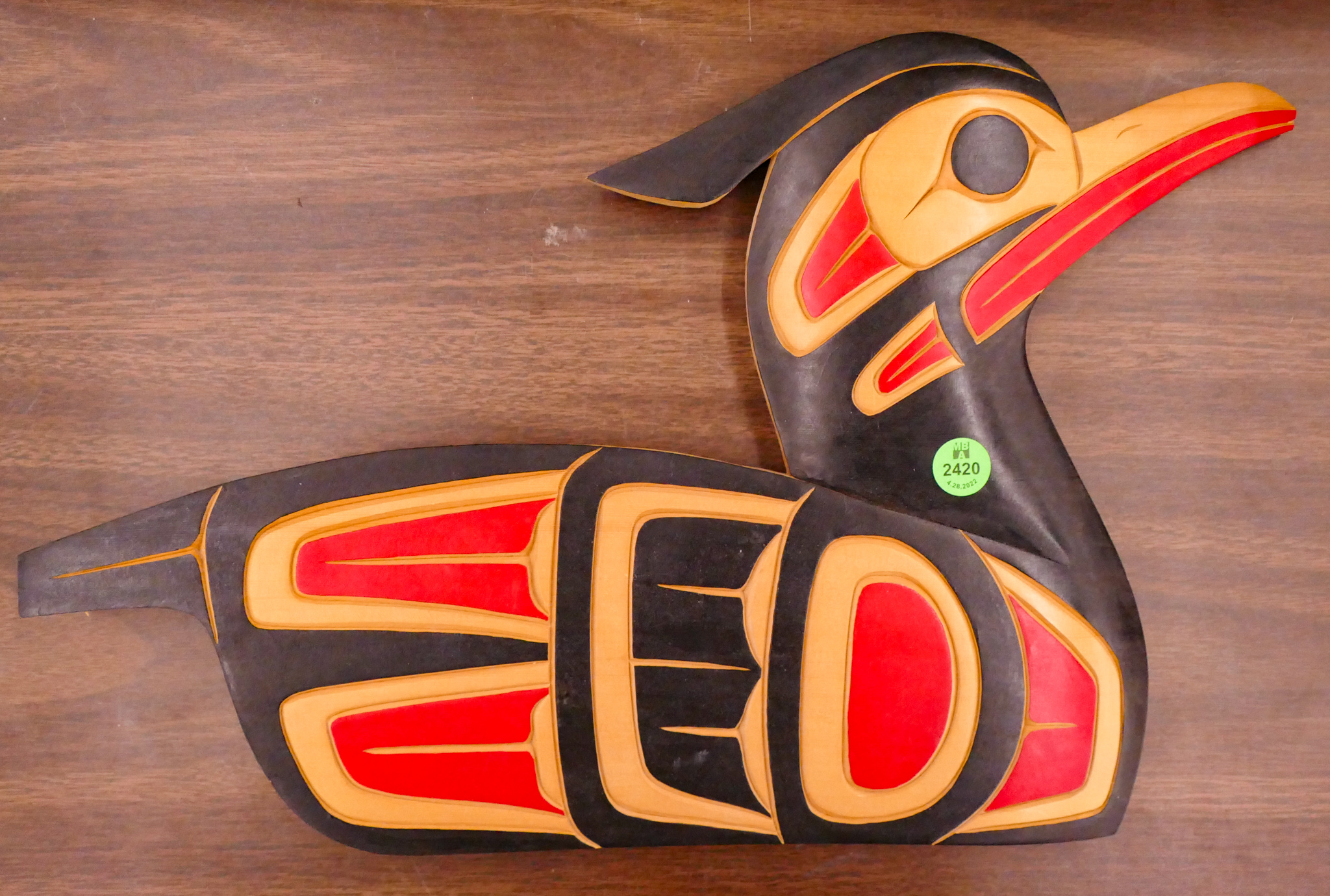 Appraisal: Frederick Baker 'Coast Salish Loon' Cedar Plaque- x ''